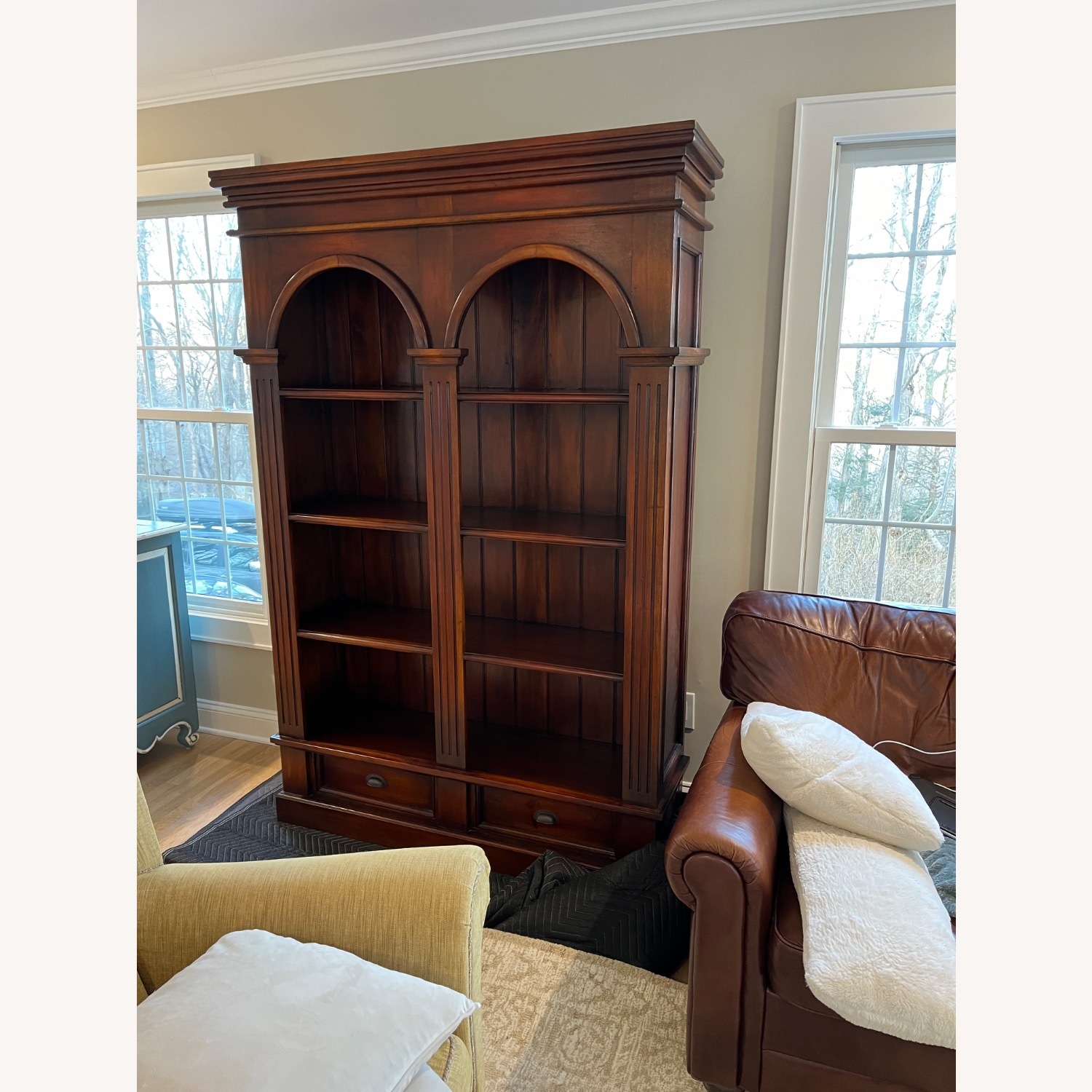 Double Arch Honey Mahogany Bookcase  - image-4