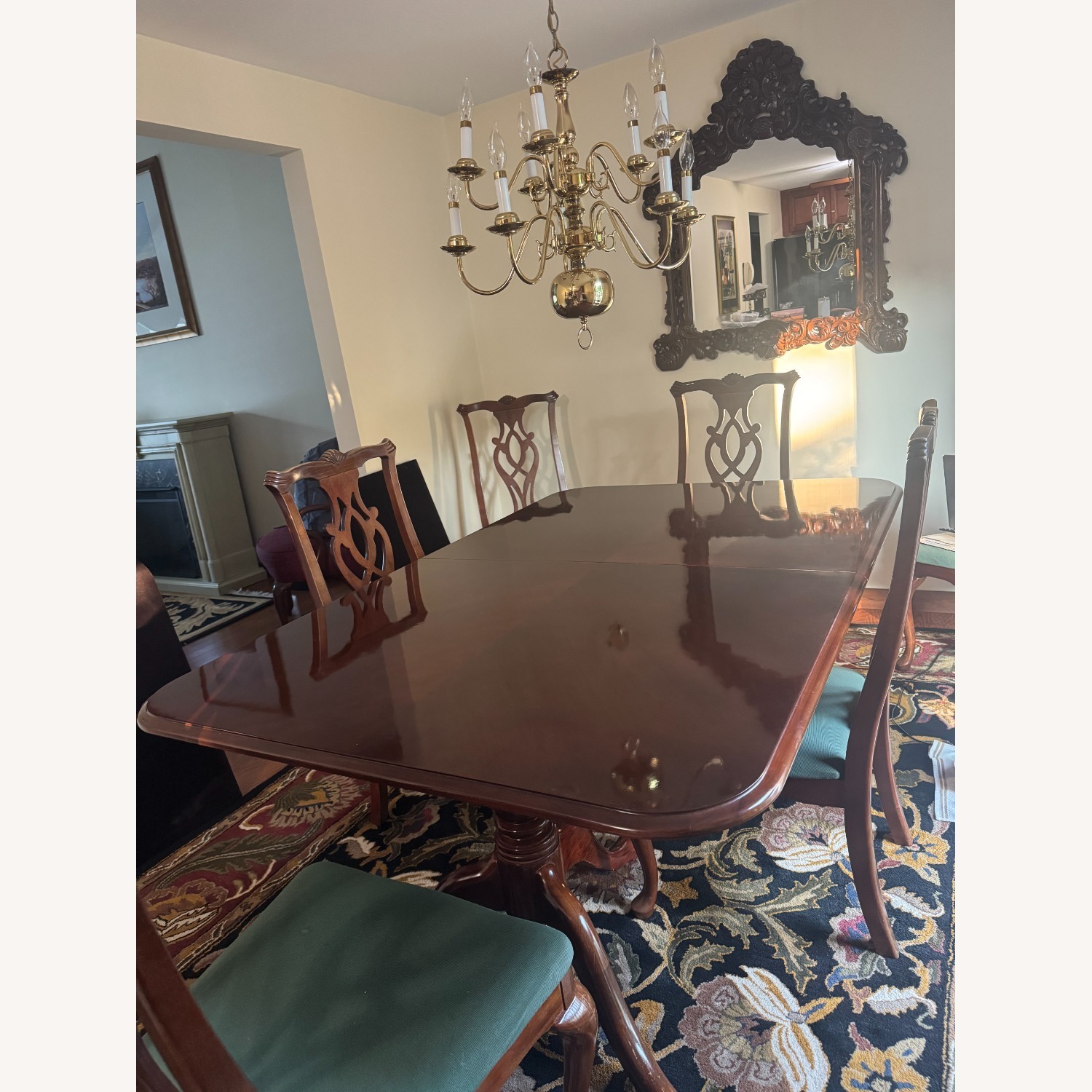 Cherry Wood Extendable Dining Table with 6 Chairs - image-1