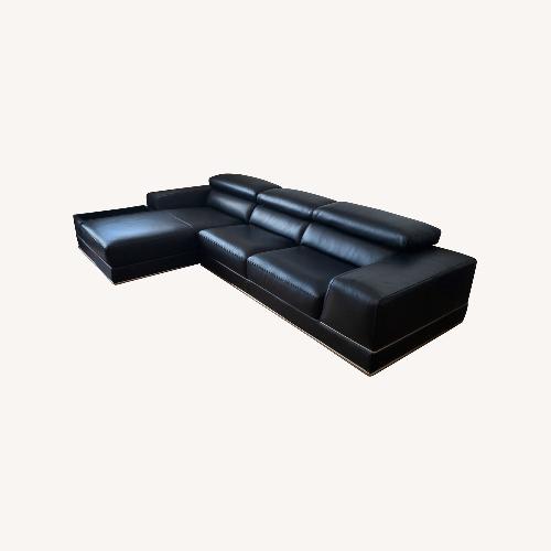 Used Modani Bergamo Black Leather Sectional for sale on AptDeco