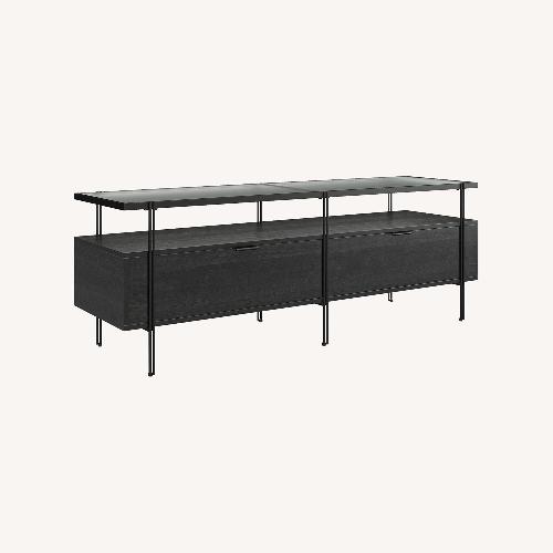 Used Black Oak TV Stand for TVs up to 60" for sale on AptDeco