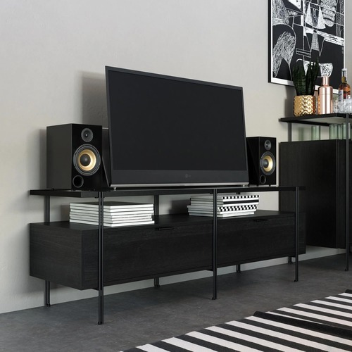 Used Black Oak TV Stand for TVs up to 60" for sale on AptDeco