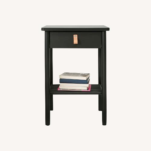 Used Black Nightstand with Leather Pull for sale on AptDeco