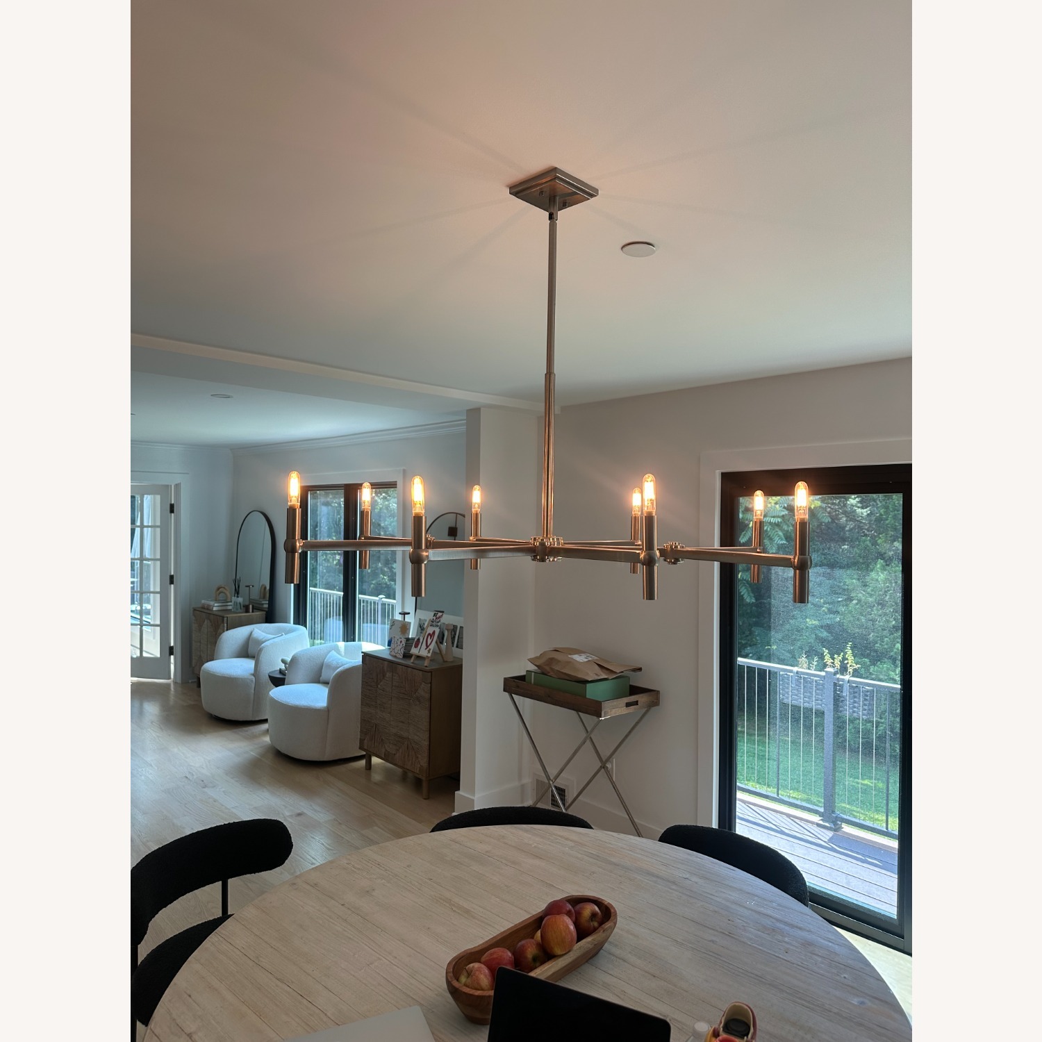 8-Light Satin Nickel Dimmable Chandelier - image-1