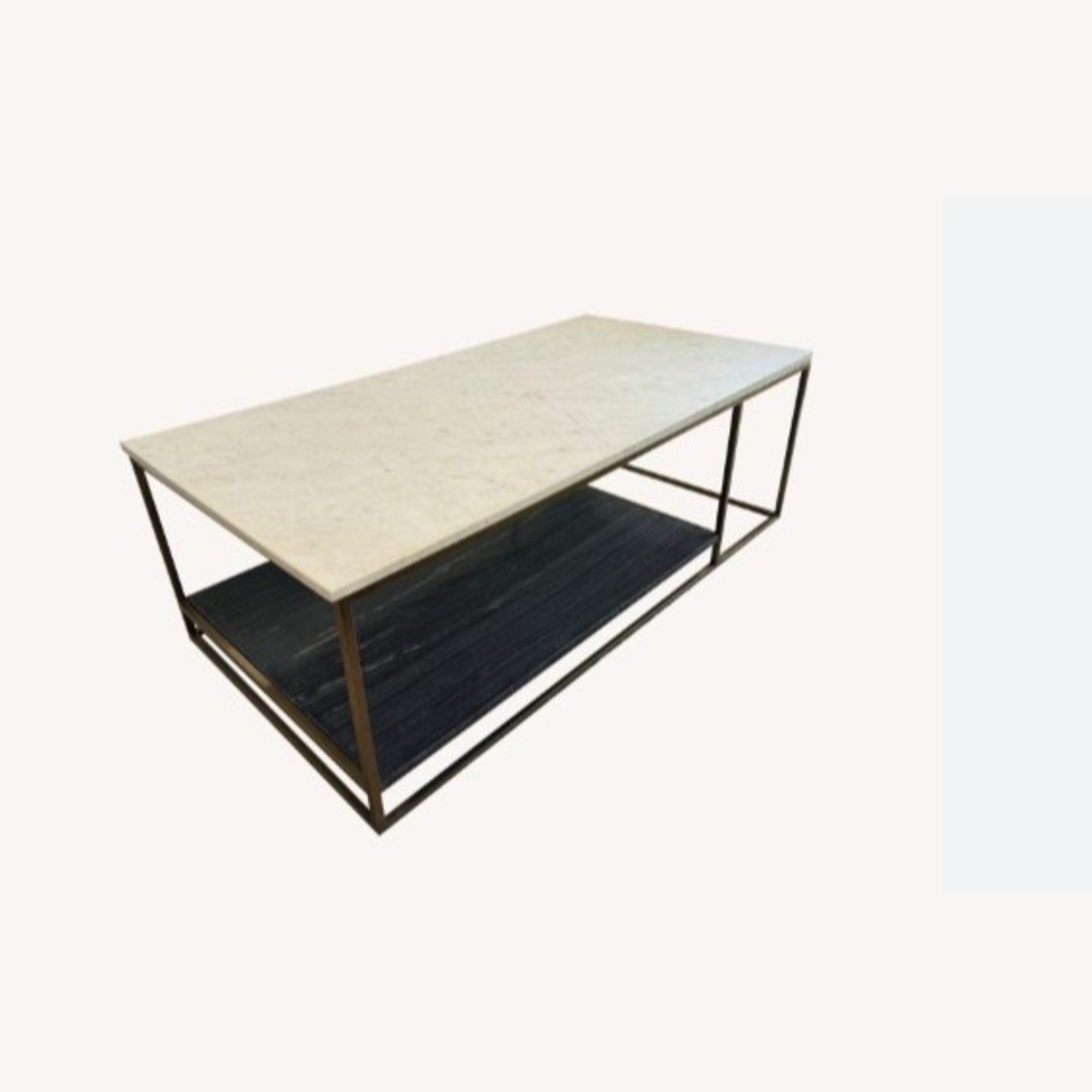 CB2 White and Black Marble Coffee Table - image-1