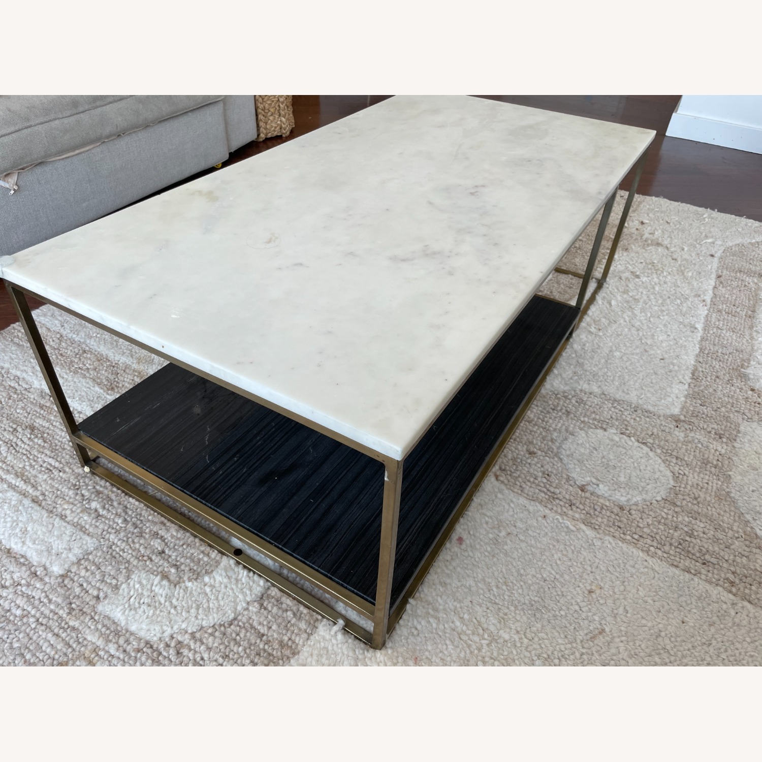 CB2 White and Black Marble Coffee Table - image-3