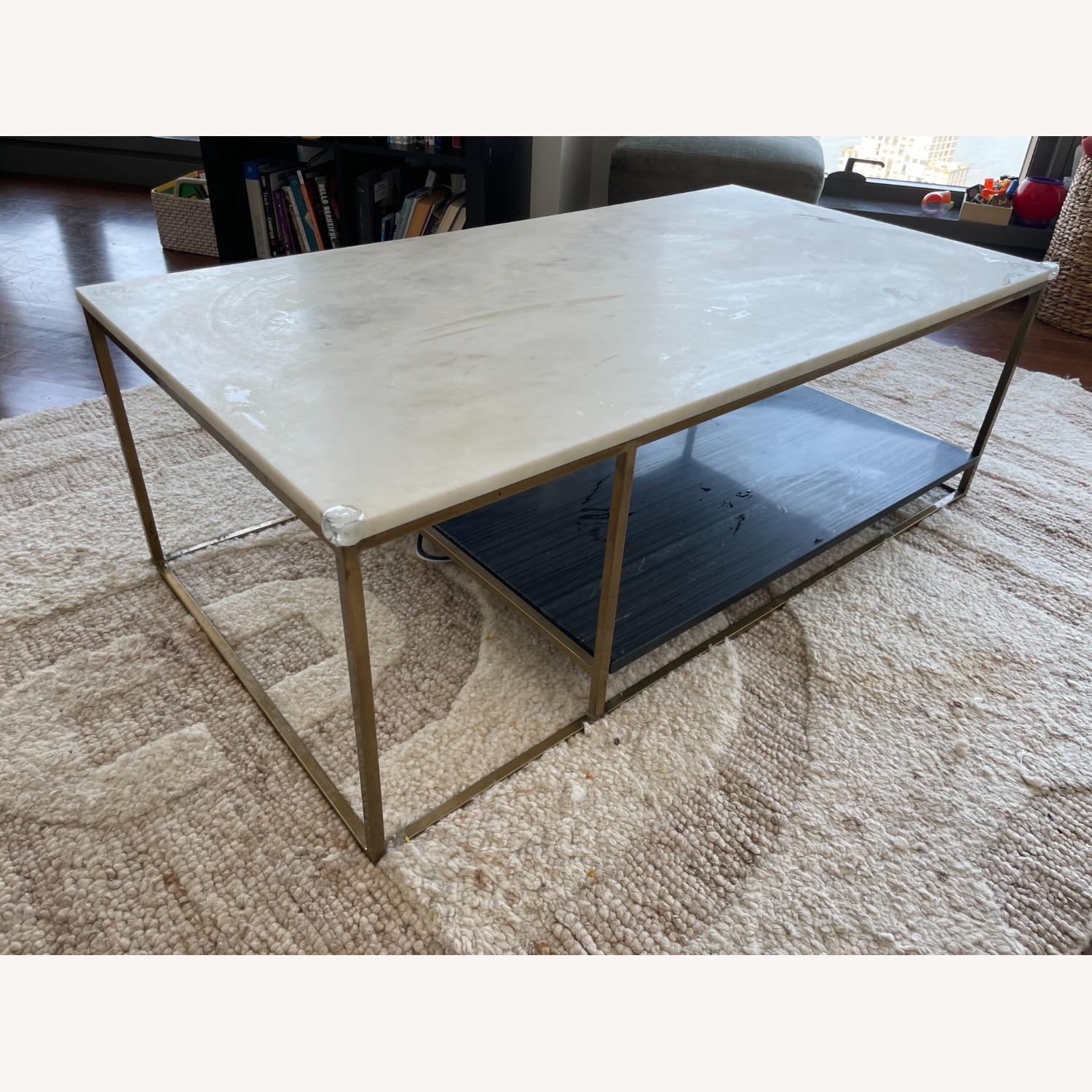 CB2 White and Black Marble Coffee Table - image-2