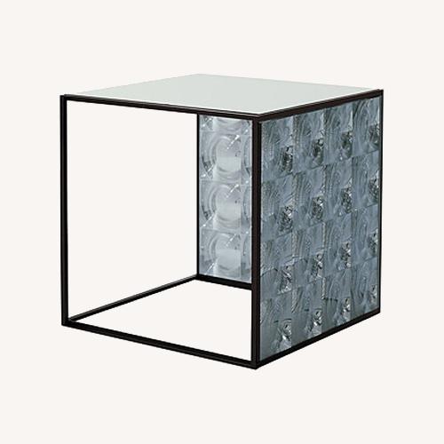 Used Modern Glass and Metal Cube End Table for sale on AptDeco