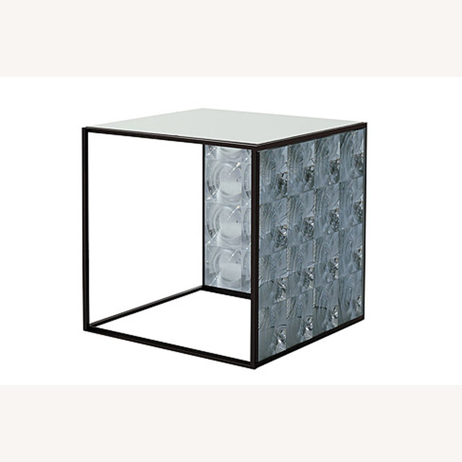 Modern Glass and Metal Cube End Table - image-6