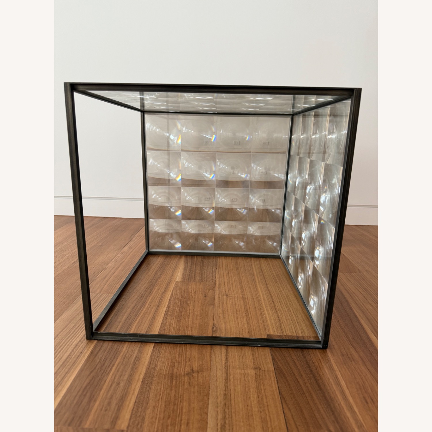 Modern Glass and Metal Cube End Table - image-2