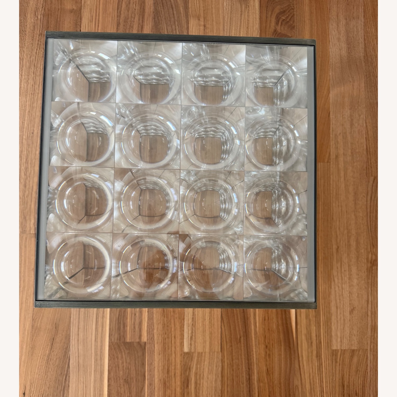 Modern Glass and Metal Cube End Table - image-4