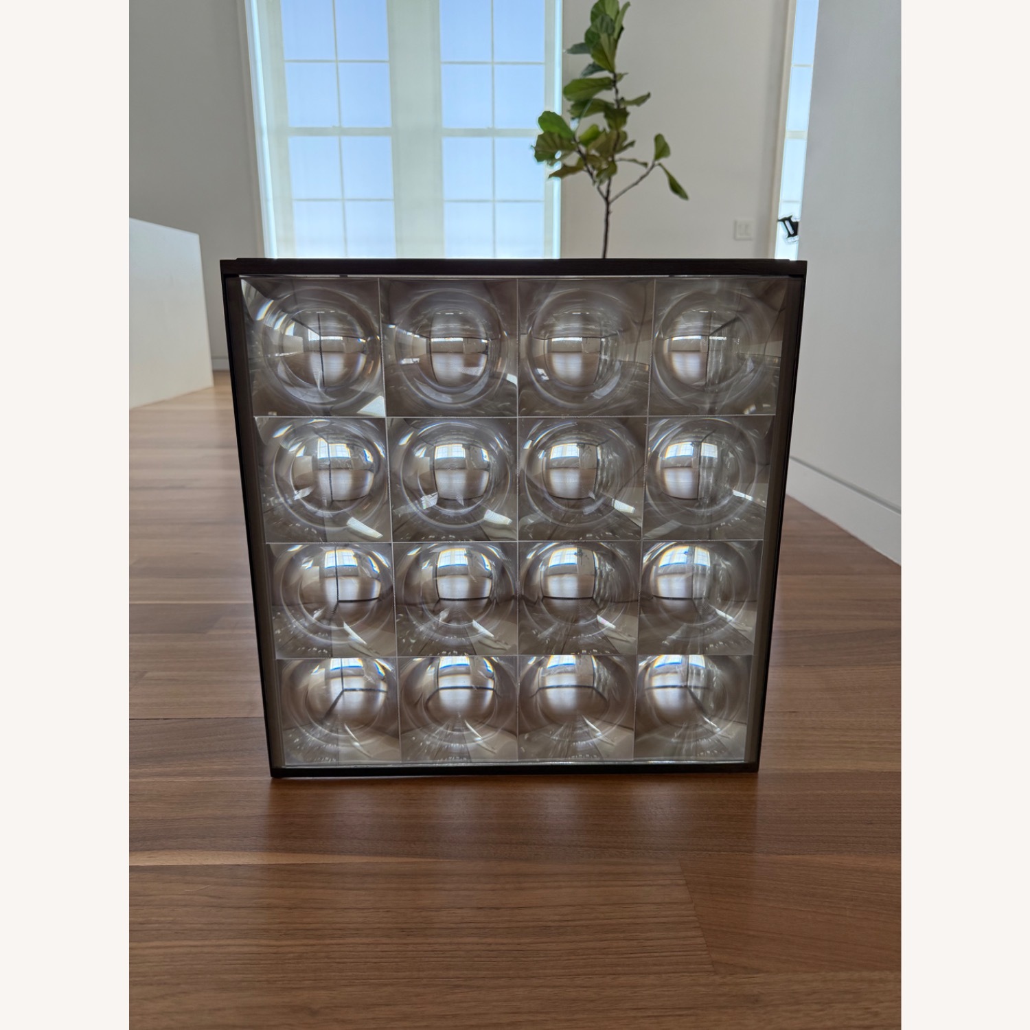 Modern Glass and Metal Cube End Table - image-3