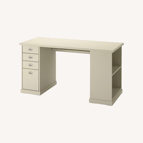 Used IKEA Beige Desk with Drawers + Open Shelves for sale on AptDeco