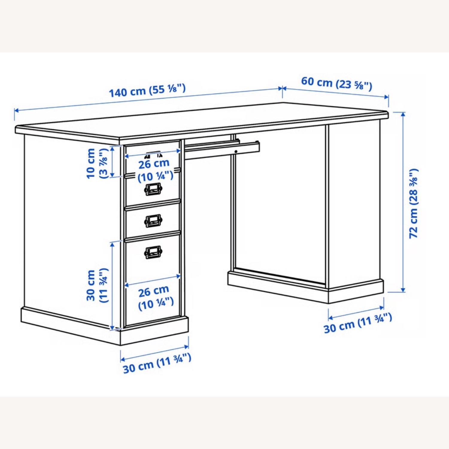IKEA Beige Desk with Drawers + Open Shelves - image-2