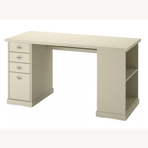 Used IKEA Beige Desk with Drawers + Open Shelves for sale on AptDeco