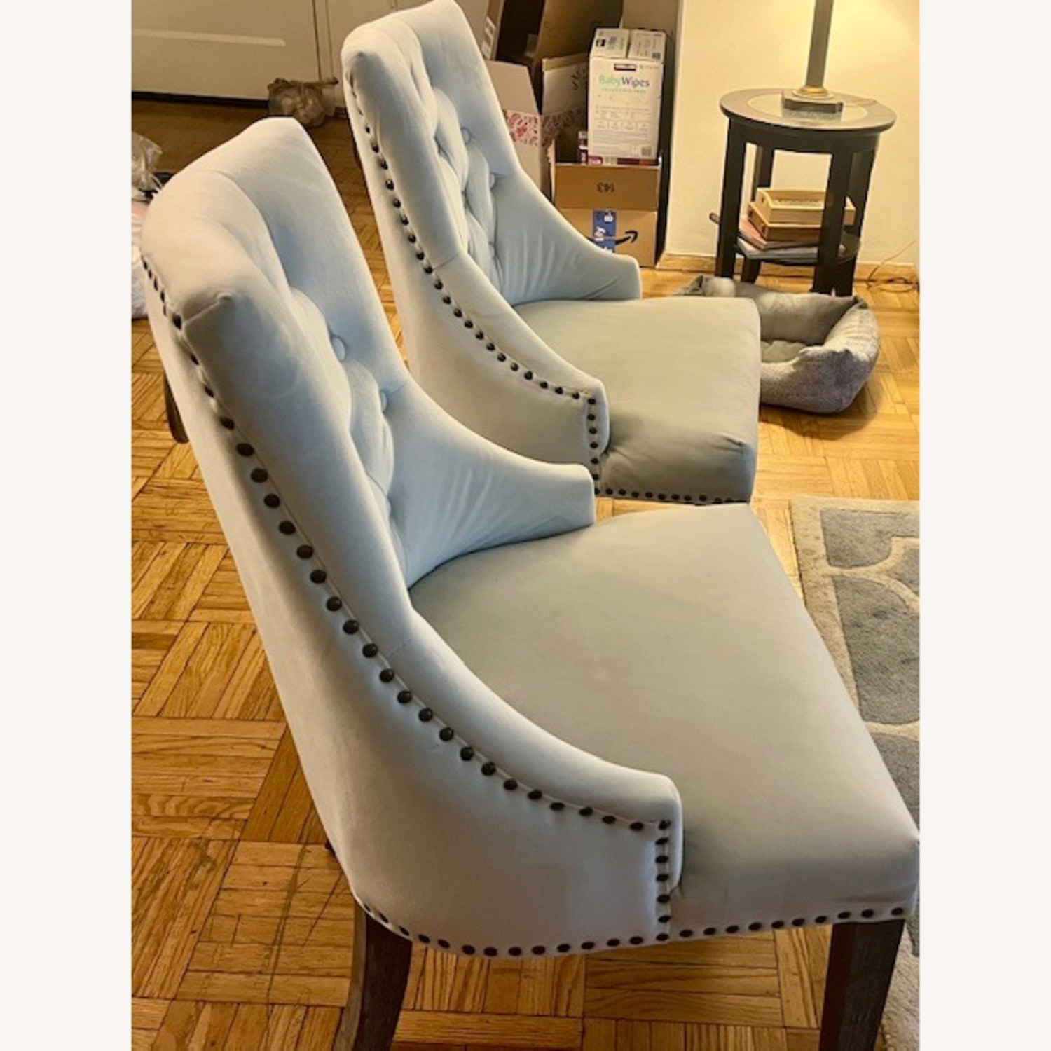 Light Blue Side Chairs with Nailhead Trim - image-2