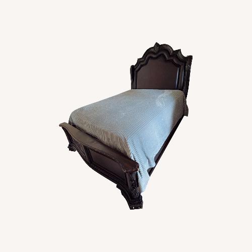 Used  Sheffield Upholstered King Bed in Dark Cherry for sale on AptDeco