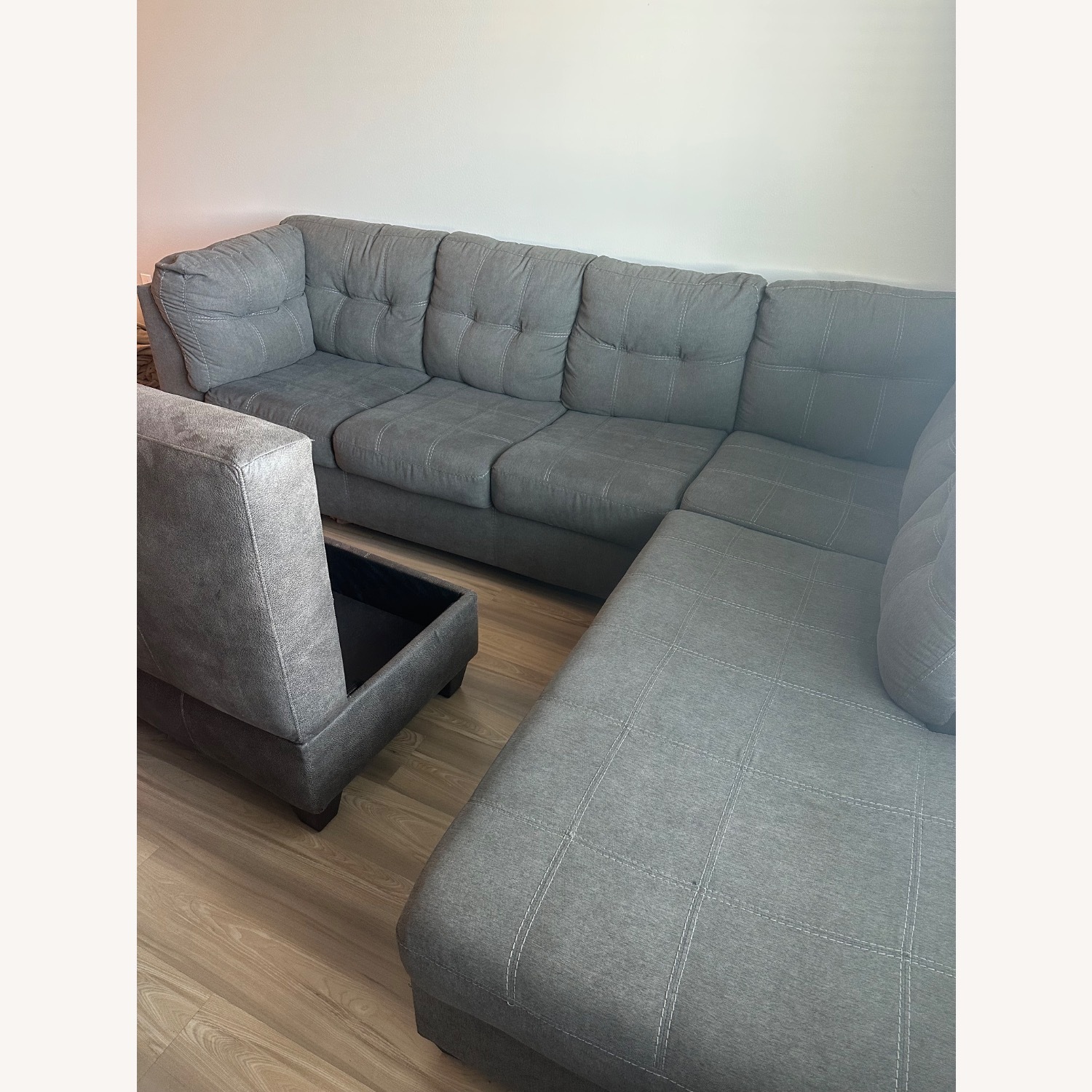 2 piece Sectional With Storage Ottoman  - image-1