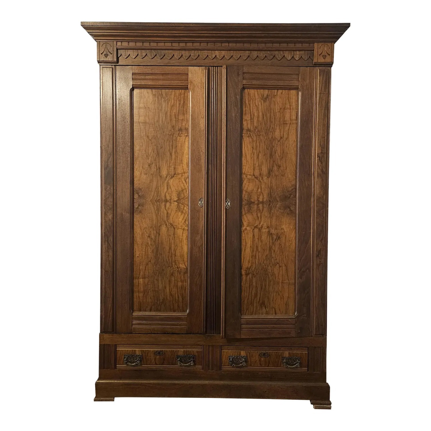 19th Century Walnut Armoire Wardrobe - image-1