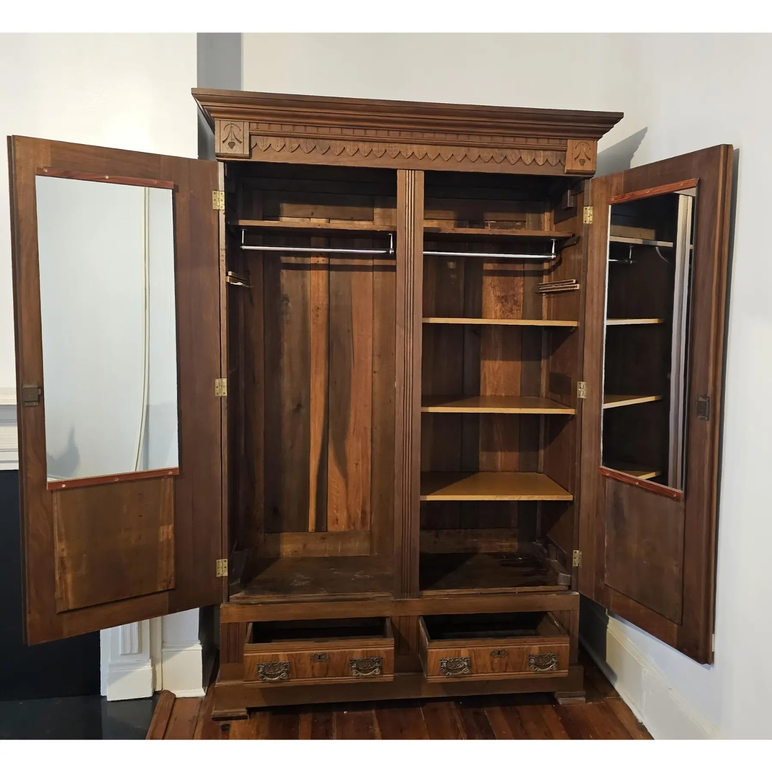 19th Century Walnut Armoire Wardrobe - image-2