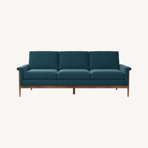 Used West Elm Blue Velvet Mid-Century Sofa for sale on AptDeco