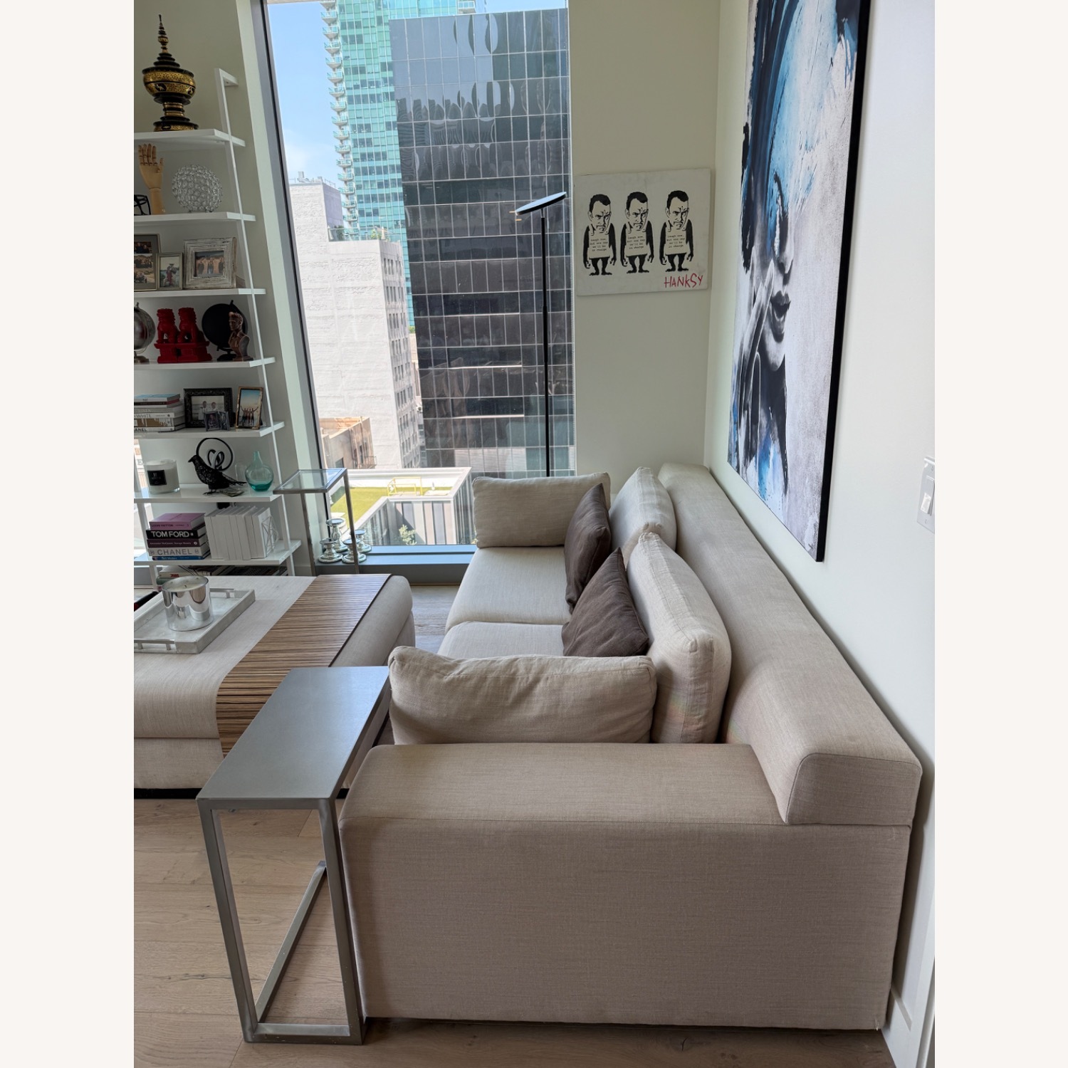 Ivory Sofa With Matching Ottoman - image-2