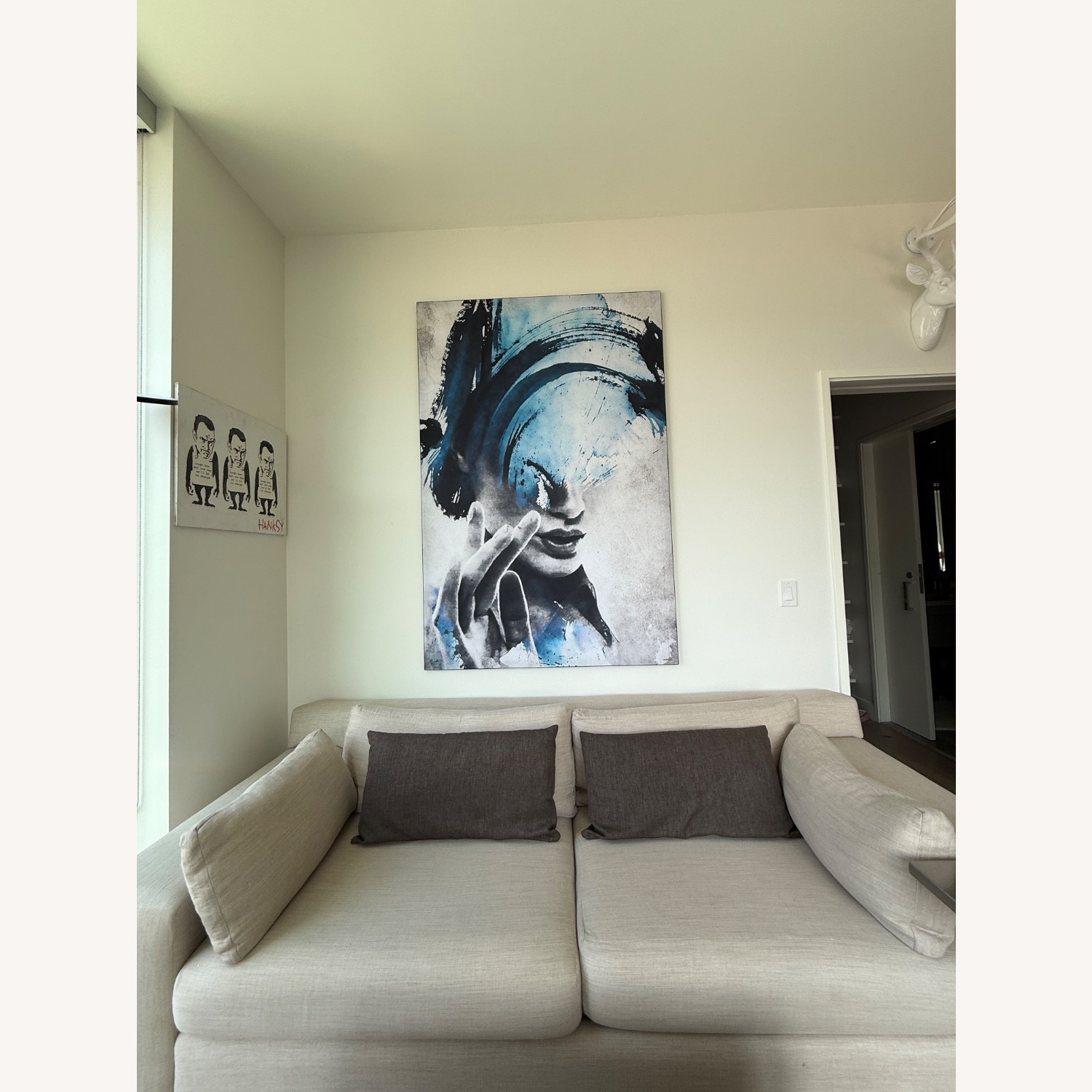 Ivory Sofa With Matching Ottoman - image-4