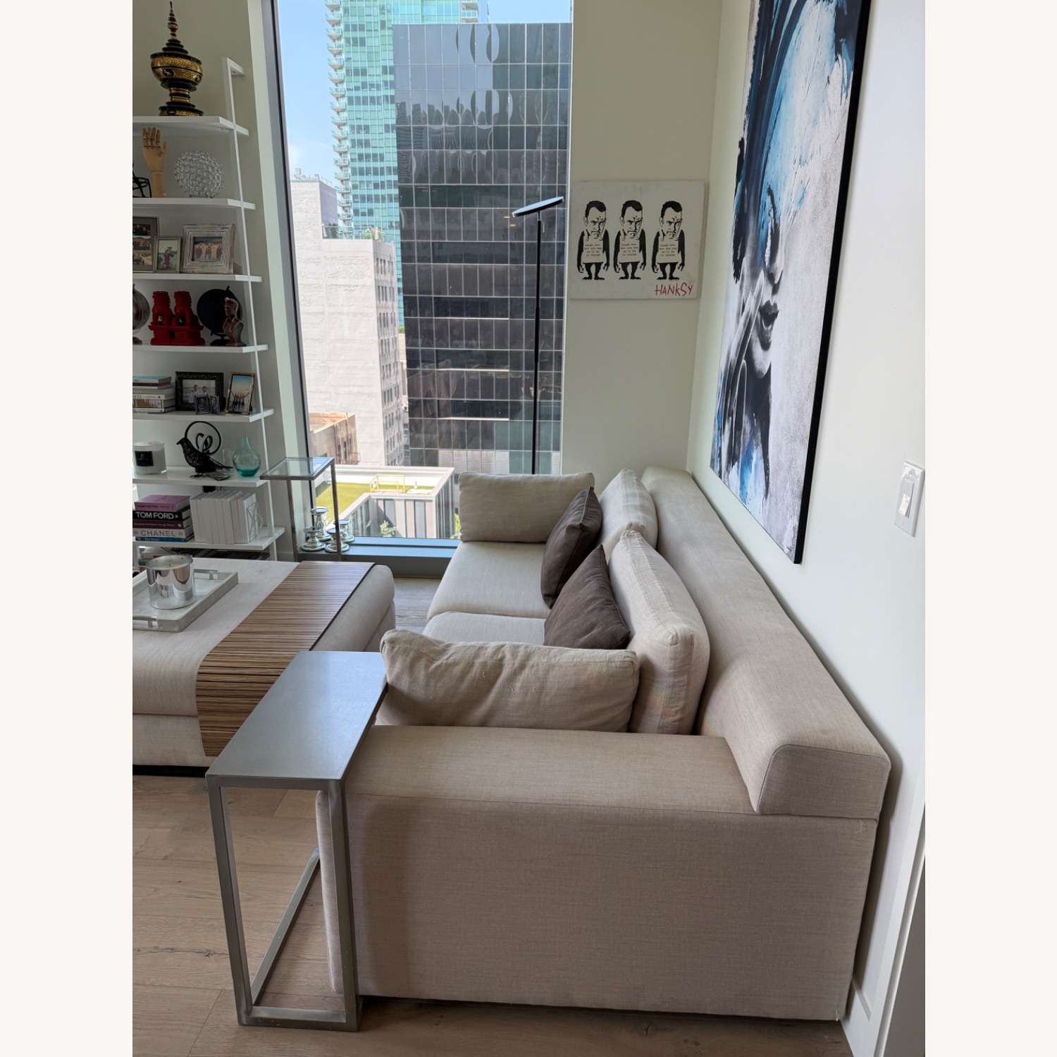 Ivory Sofa With Matching Ottoman - image-6