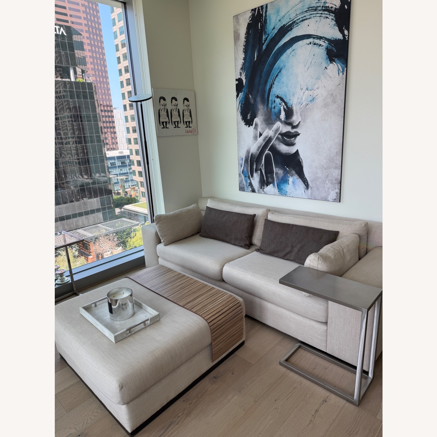 Ivory Sofa With Matching Ottoman - image-5