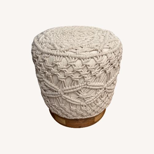 Used Macrame Natural Wooden Stool for sale on AptDeco