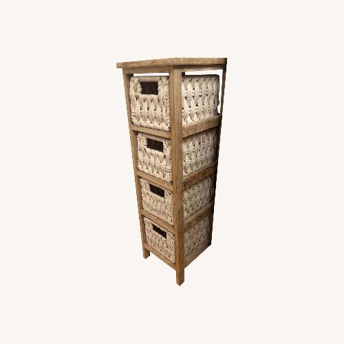 Used Narrow Wooden Side Table with Macrame Drawers for sale on AptDeco