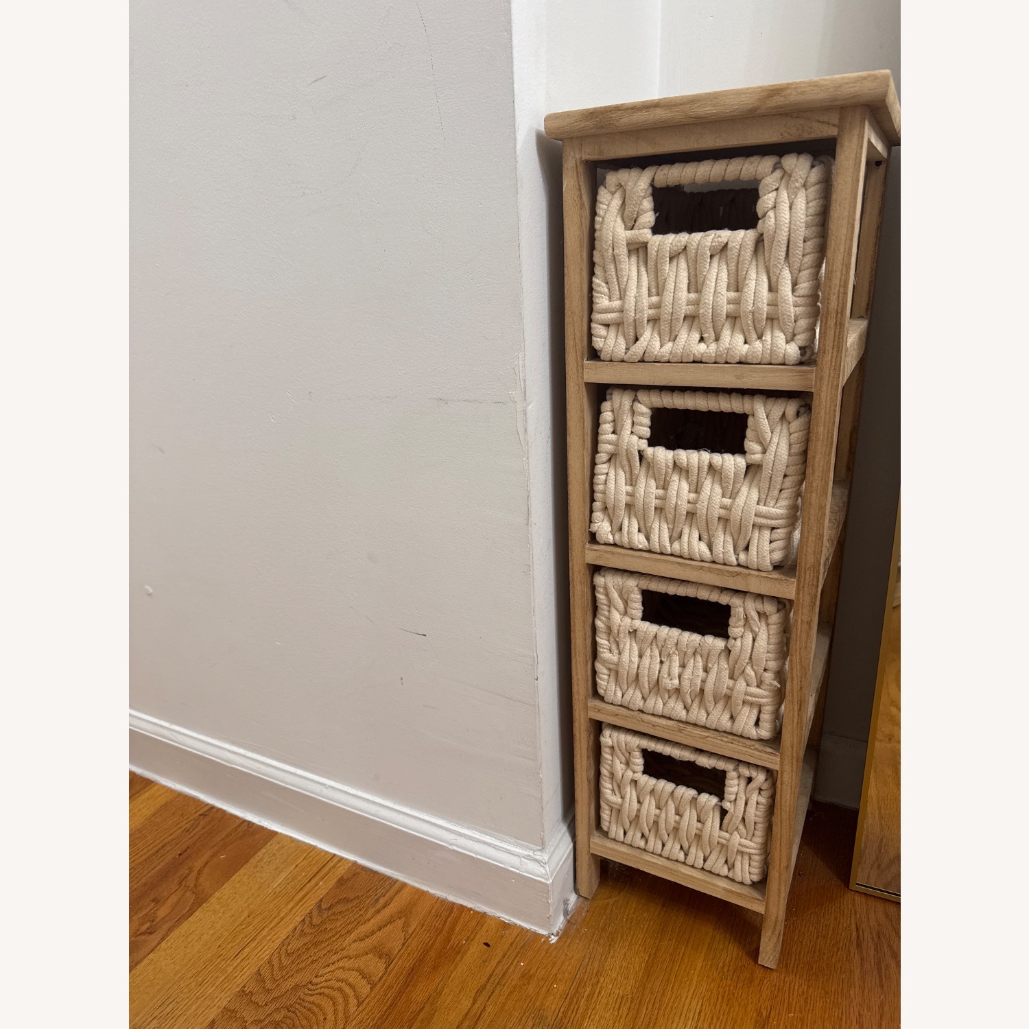 Narrow Wooden Side Table with Macrame Drawers - image-3