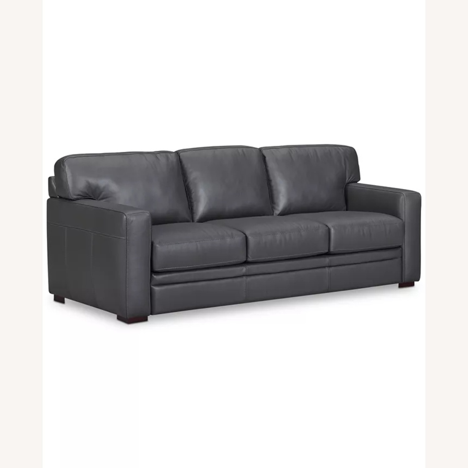 Macy’s Dark Grey Leather Sofa - image-4