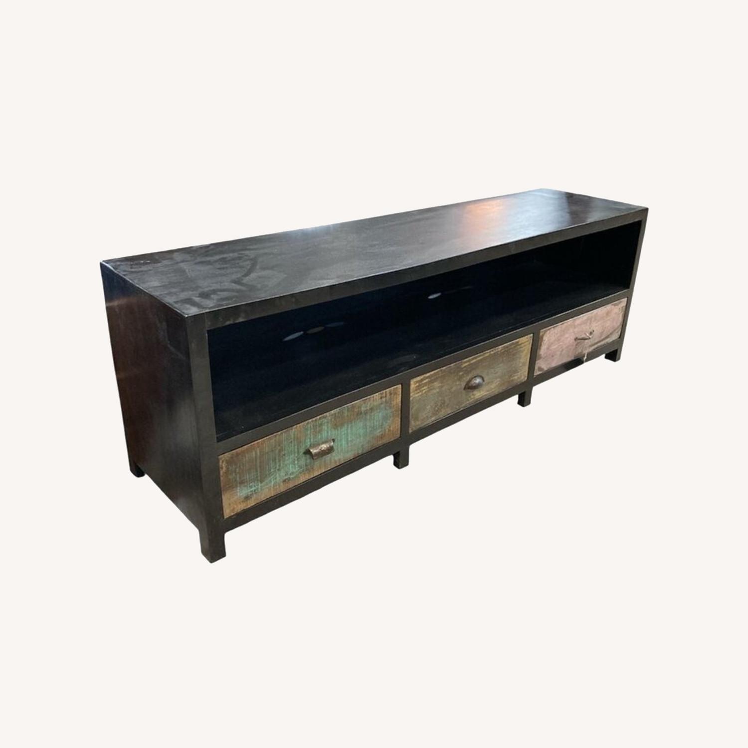 Black Reclaimed Mosaic 3 Drawer Media Unit - image-0