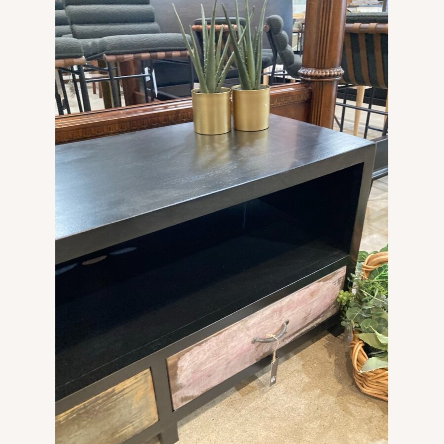 Black Reclaimed Mosaic 3 Drawer Media Unit - image-4