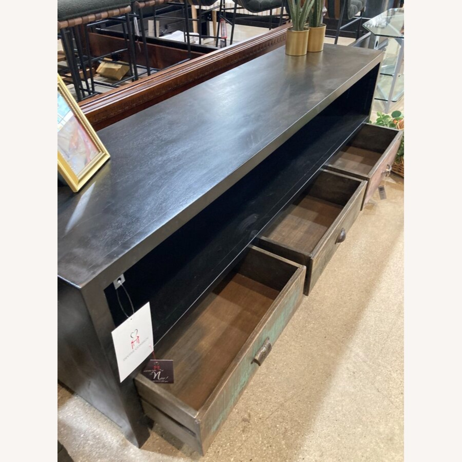 Black Reclaimed Mosaic 3 Drawer Media Unit - image-5