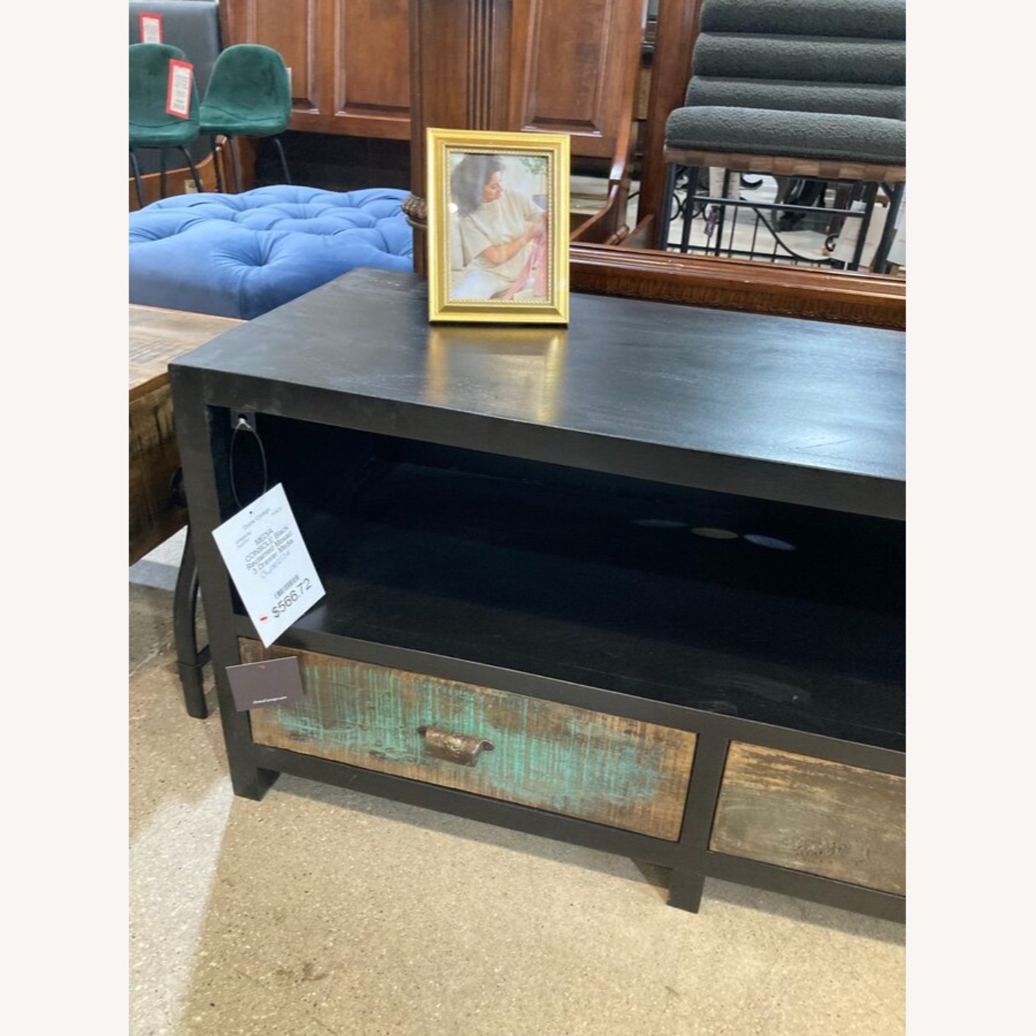 Black Reclaimed Mosaic 3 Drawer Media Unit - image-3