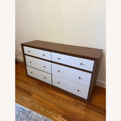 Used White and Brown Wooden Dresser for sale on AptDeco