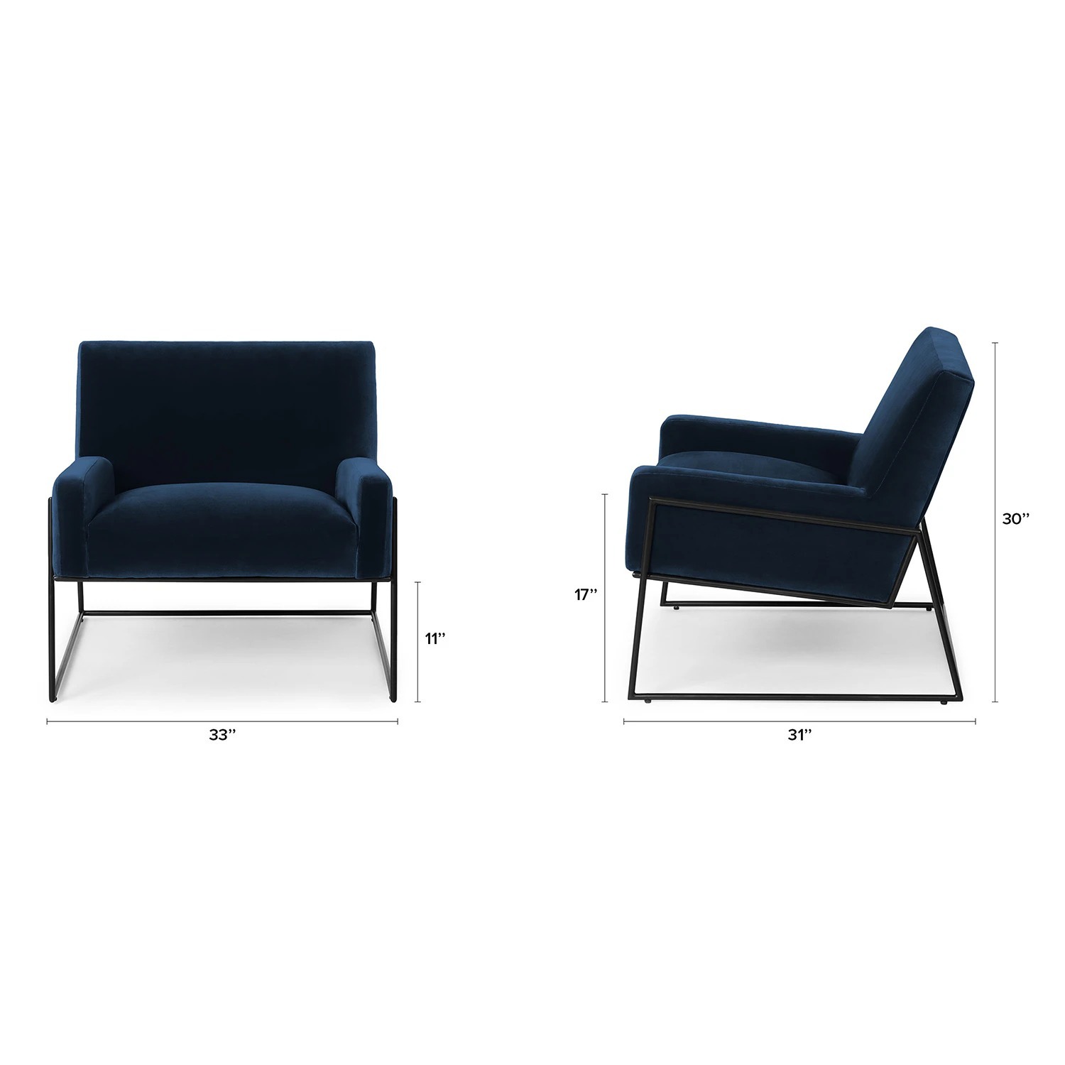 Article Regis 33" Velvet Lounge Chair Cascadia Blue - image-1