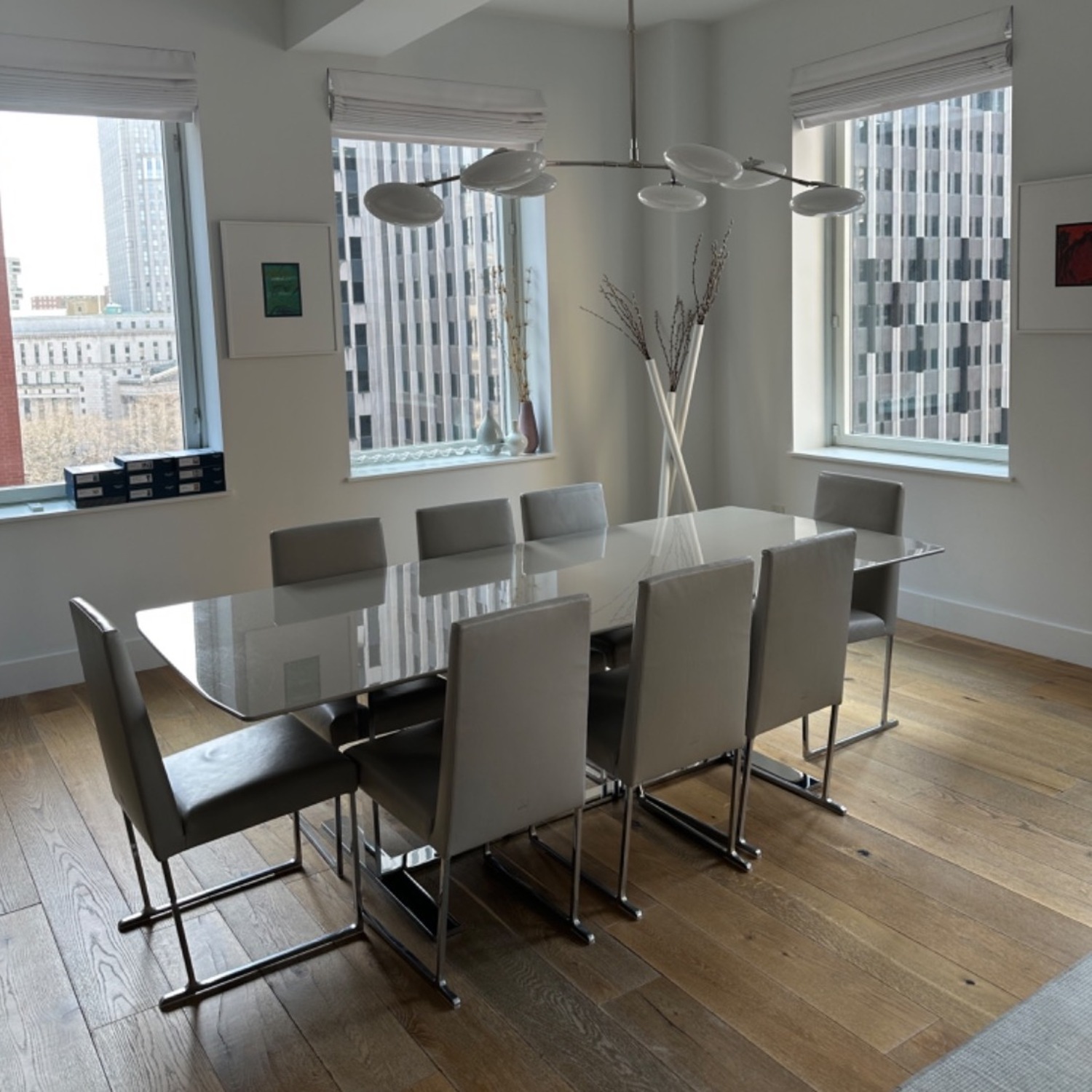 B&B Italia Eileen Taupe Lacquer/Chrome Dining Table - image-2