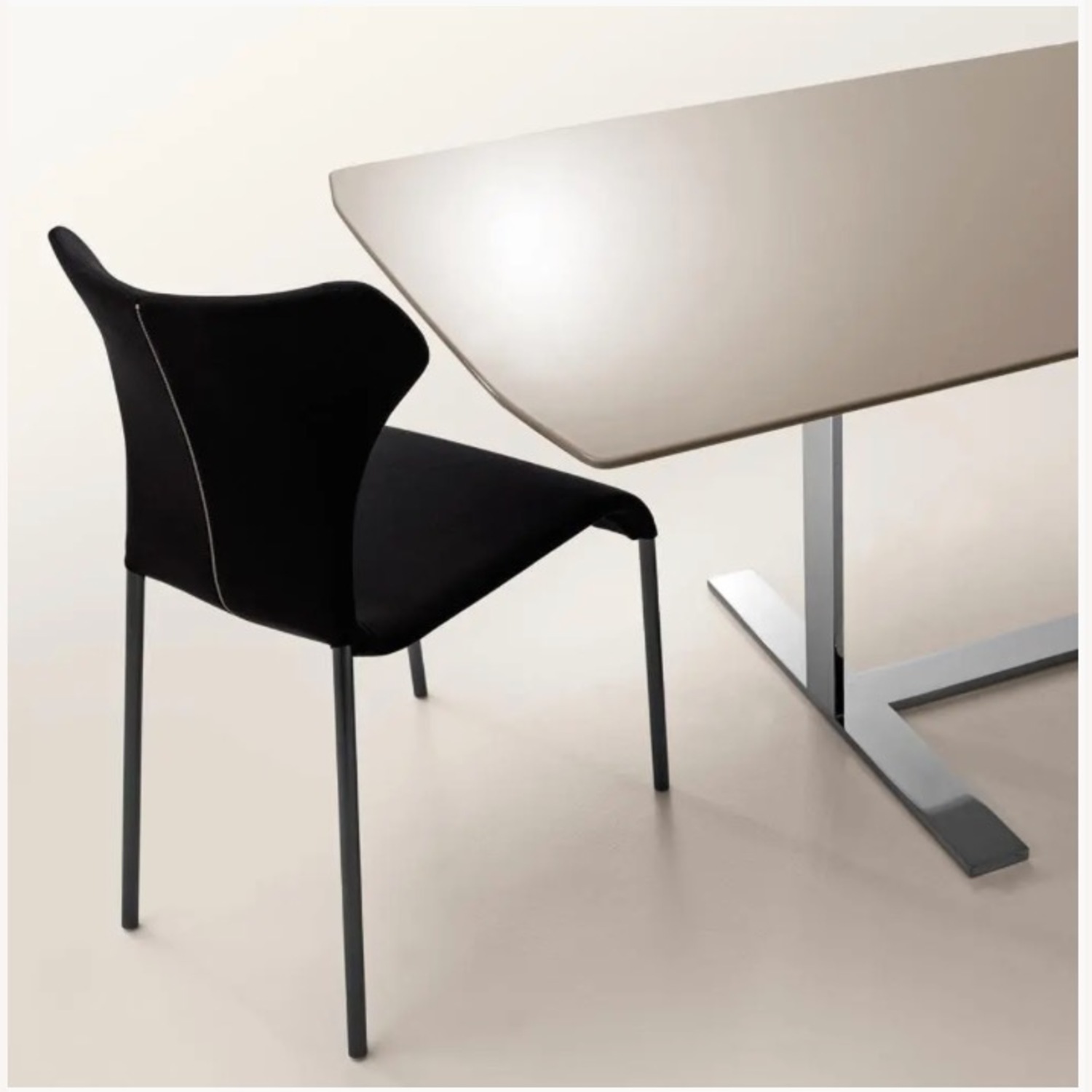 B&B Italia Eileen Taupe Lacquer/Chrome Dining Table - image-5