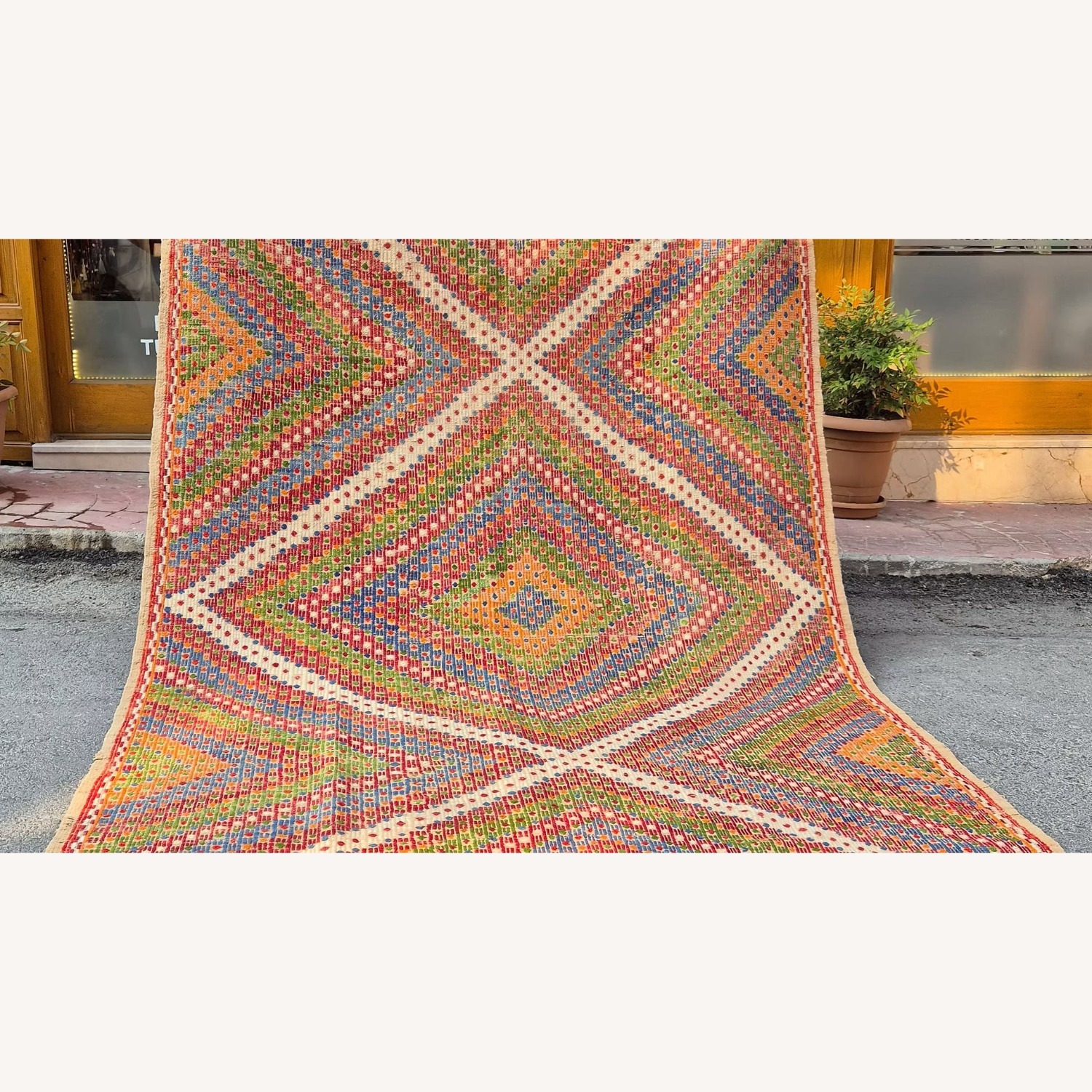 1940S Soumak Tribal Geometric Rug in Rustic Tones - image-2