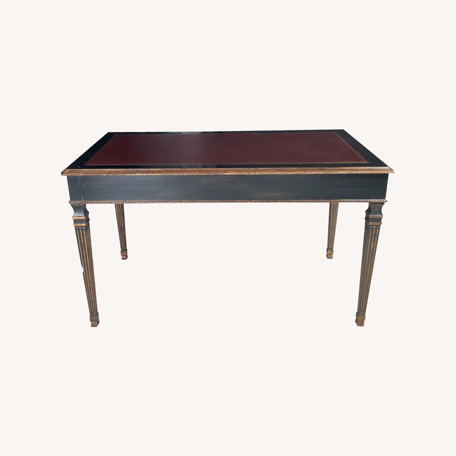 Vintage Writing Desk with Leather & Brass Handles - image-0
