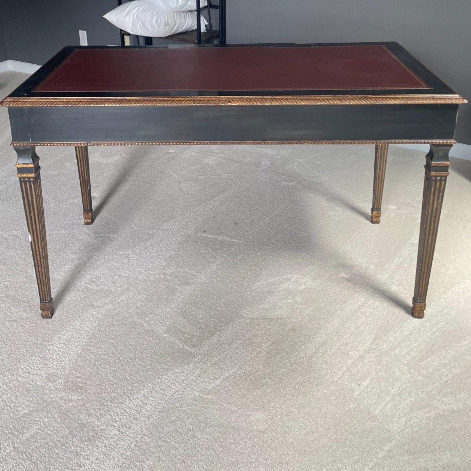 Vintage Writing Desk with Leather & Brass Handles - image-2
