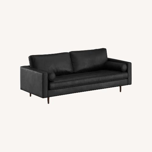 Used AllModern Geo 84" Genuine Leather Sofa with Pillows for sale on AptDeco