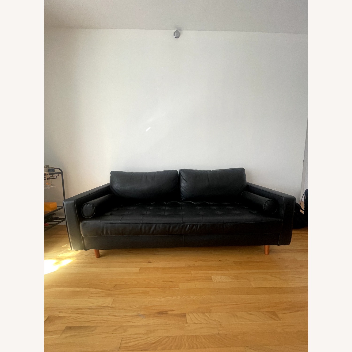 AllModern Geo 84" Genuine Leather Sofa with Pillows - image-7