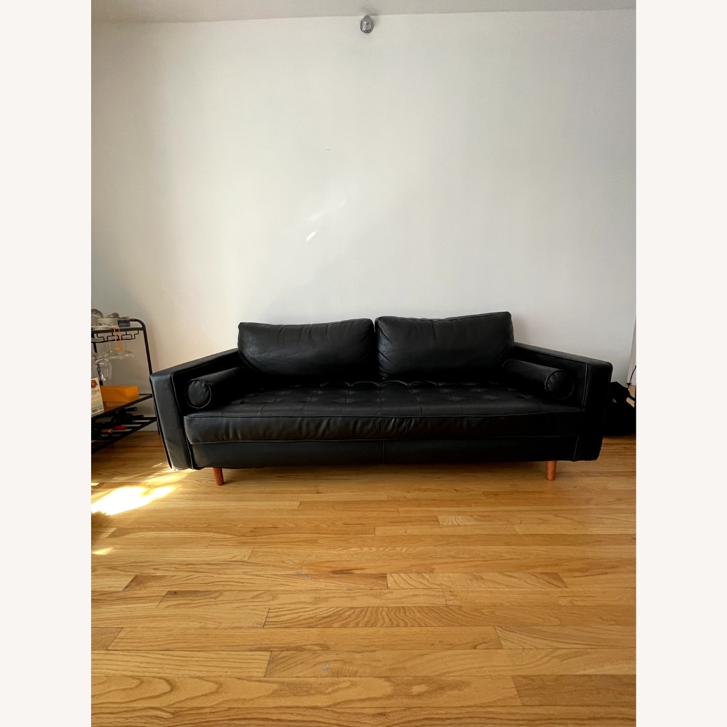 AllModern Geo 84" Genuine Leather Sofa with Pillows - image-5