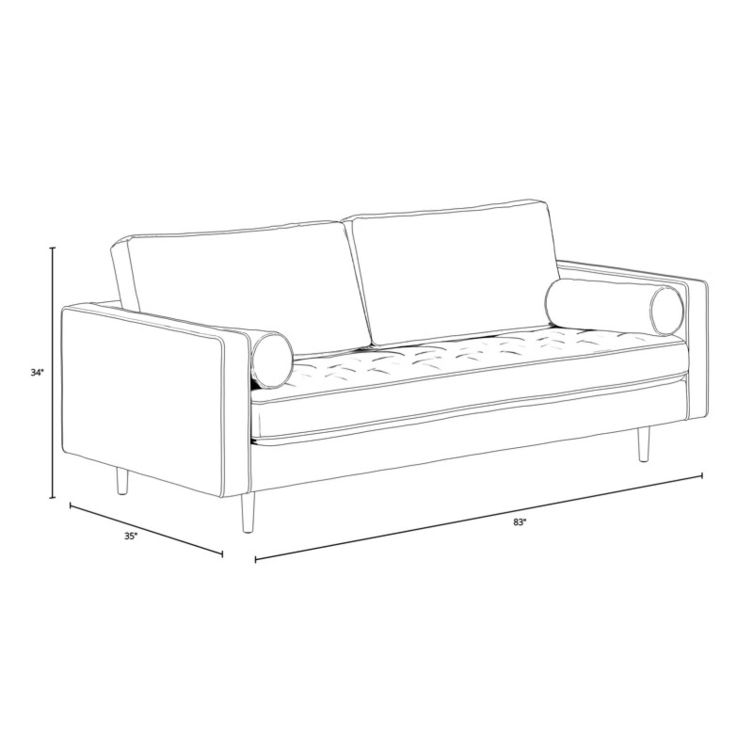 AllModern Geo 84" Genuine Leather Sofa with Pillows - image-1