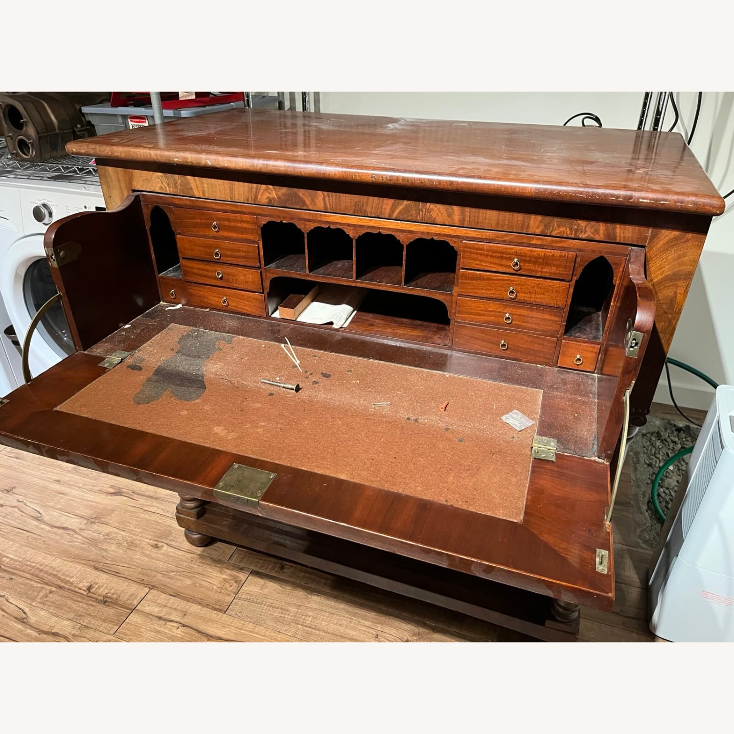 Antique Solid Wood Mahogany Butler Desk - image-1