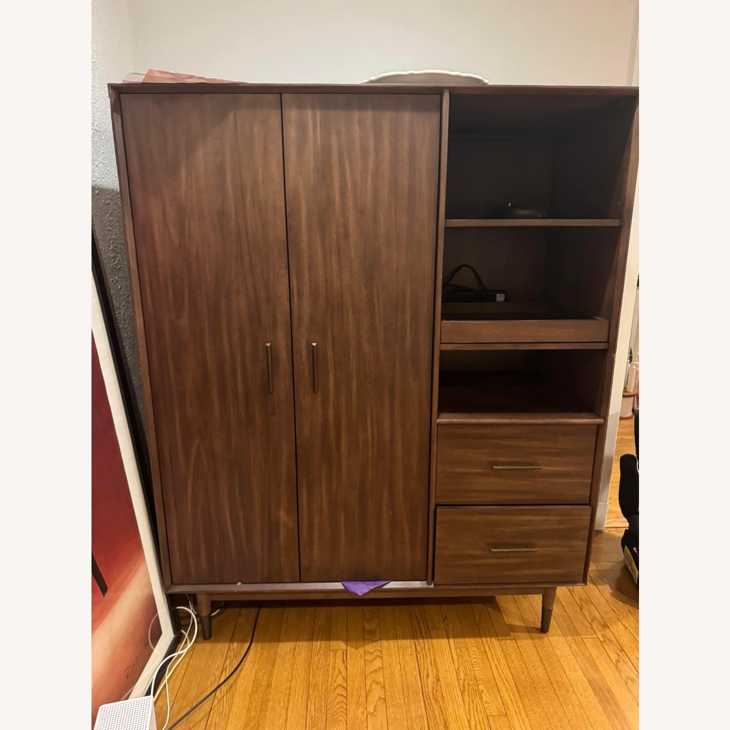 West Elm Mid Century Armoire - Hanging + Shelves - image-1
