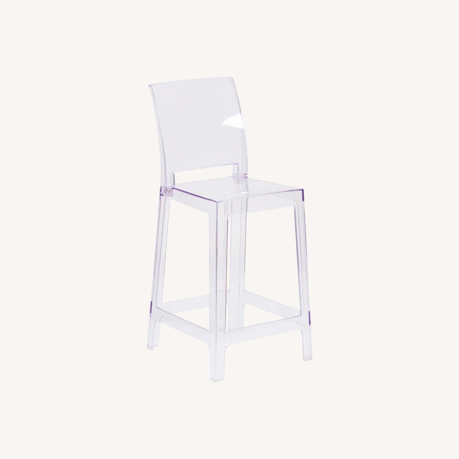 Set of 2 Clear Square Back Counter Height Chairs - image-0